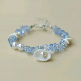 niebieska-bransoletka-perly-muszle-kamienie-recznie-robiona-summer-shells