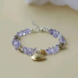 fioletowa-bransoletka-z-muszelkami-kamieniami-recznie-robiona-summer-shells