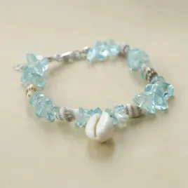 niebieska-bransoletka-z-muszlami-kamieniami-recznie-robiona-summer-shells