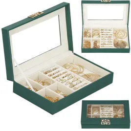 szkatulka-na-bizuterie-235x14x55-cm-zielony-ekoskora-organizer-z-przegro