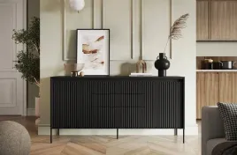 duza-komoda-z-szufladami-na-nozkach-ryfle-led-czarna-166x40x83-cm