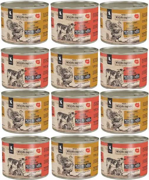 12x200g WIEJSKA ZAGRODA Karma mokra dla kota Kociąt MIX SMAKÓW
