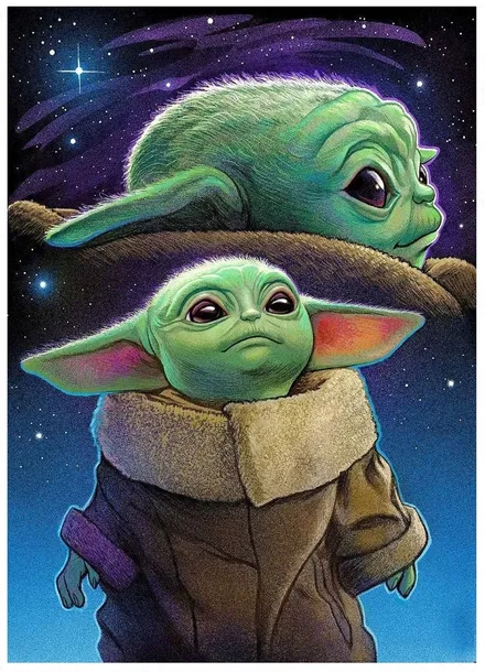 MALOWANIE PO NUMERACH BABY YODA OBRAZ Z RAMĄ 40x50