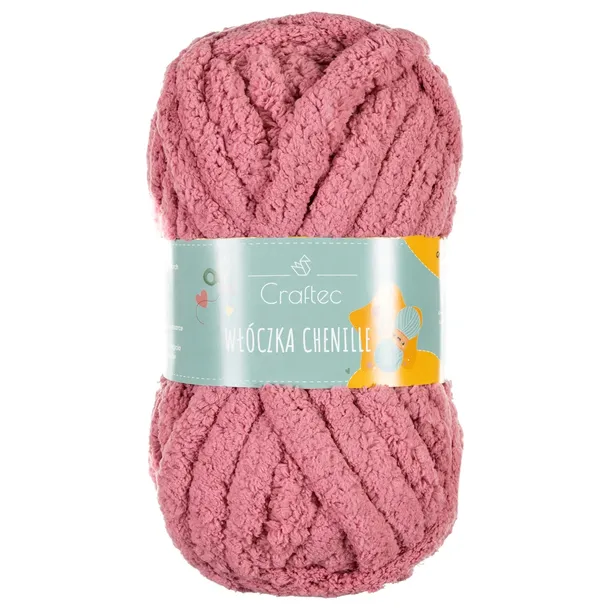Włóczka Do Szydełkowania Wyplatania Gruba Na Koc Chenille 20 Mm Różowa #1