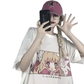 damska-koszulka-t-shirt-anime-manga-styl-kawaii-dziewczynka-kroliki-xl