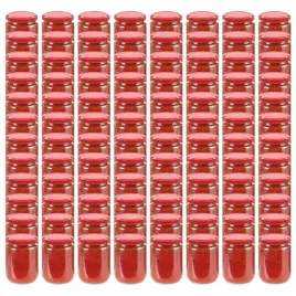 vidaxl-szklane-sloiki-na-dzem-czerwone-pokrywki-96-szt-230-ml
