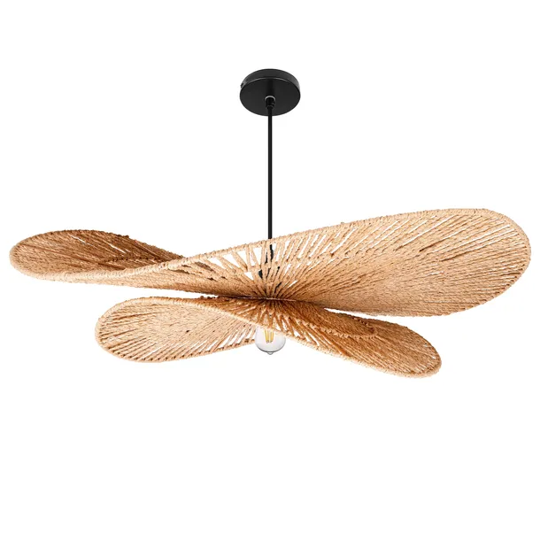 Lampa sufitowa LED wisząca żyrandol E27 oprawa pleciona 80cm boho BAMBUSOWA
