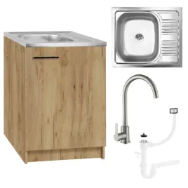 szafka-kuchenna-60x50-dab-zloty-zlewozmywak-bateria-oliwka-wysoka-syfon