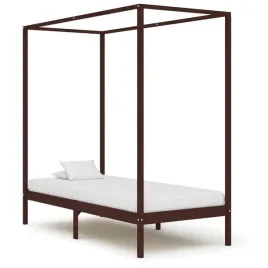 vidaxl-rama-lozka-z-baldachimem-ciemnobrazowa-lita-sosna-100x200-cm