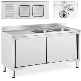 zlew-basen-gastronomiczny-dwukomorowy-z-szafka-z-drzwiami-przesuwnymi-160-x