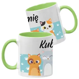 kubek-ceramiczny-330-ml-zielony-urocze-kotki-koty-wzory-twoje-imie