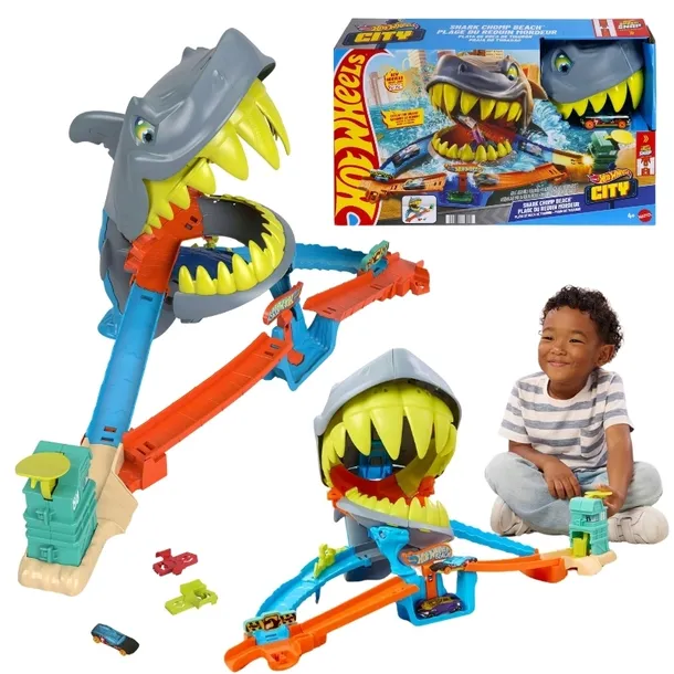 HOT WHEELS CITY ZESTAW REKIN STARCIE NA PLAŻY TOR WYŚCIGOWY Z AUTKIEM 4+