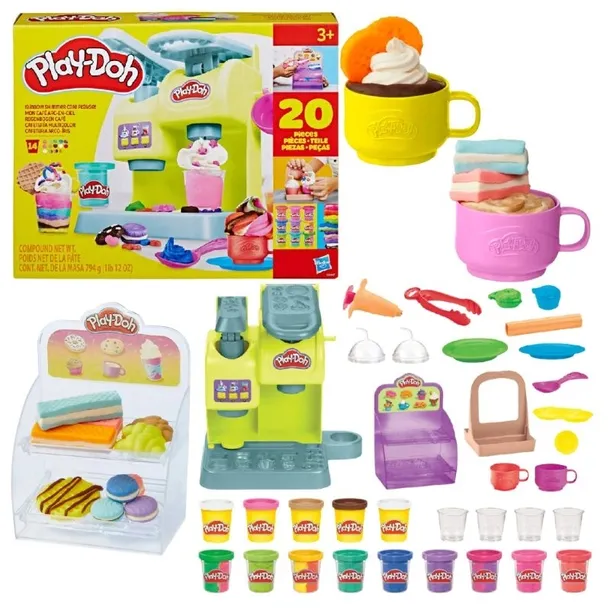 PLAY-DOH CIASTOLINA ZESTAW KAWIARNIA EKSPRES MASA PLASTYCZNA TUBY AKCESORIA