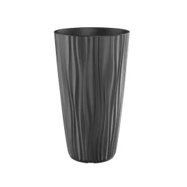 donica-okragla-z-wkladem-etna-ciemno-szara-mala-prazkowana-pionowo-o28cm