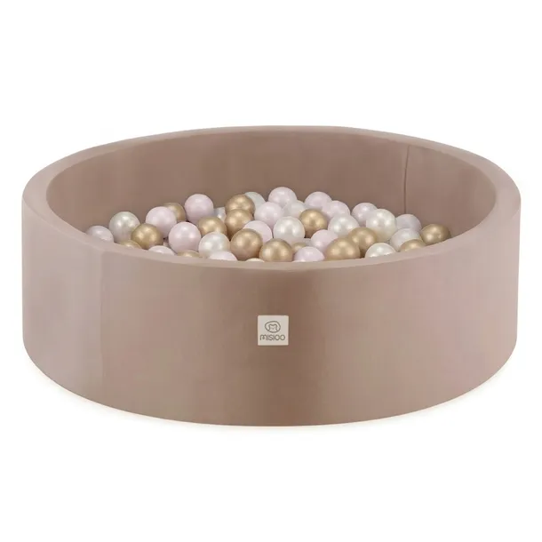 Suchy Basen Basenik z Kulkami 90x30 dla Dzieci Beż Velvet 200 piłek MISIOO