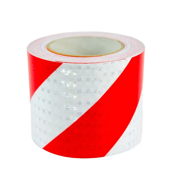TAŚMA ODBLASKOWA SAMOPRZYLEPNA rolka 25M x 10CM SKOSY BIAŁO CZERWONE