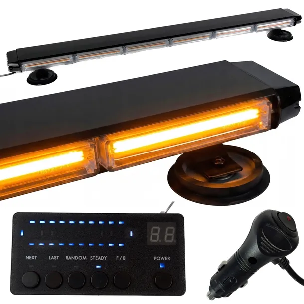 STROBOSKOP POMARAŃCZOWY BELKA KOGUT 93CM 12V 24V 6 MODUŁÓW laweta 4 STRONY