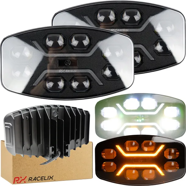 2x REFLEKTOR 9 CALI HALOGEN 8 LED ROBOCZY OWALNY biały pomarańczowy 12V 24V
