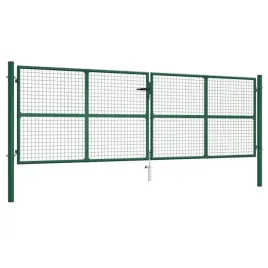 vidaxl-brama-ogrodzeniowa-z-siatki-stalowa-390-x-125-cm-zielona