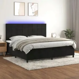 vidaxl-lozko-kontynentalne-z-materacem-i-led-czarny-aksamit-200x200cm