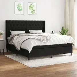 vidaxl-lozko-kontynentalne-z-materacem-czarne-tkanina-160x200-cm
