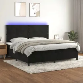 vidaxl-lozko-kontynentalne-z-materacem-i-led-czarny-aksamit-200x200cm