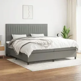 vidaxl-lozko-kontynentalne-z-materacem-ciemnoszara-tkanina-200x200-cm