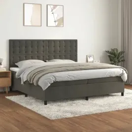 vidaxl-lozko-kontynentalne-z-materacem-ciemnoszary-aksamit-200x200cm