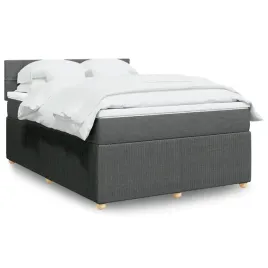 vidaxl-lozko-kontynentalne-z-materacem-ciemnoszara-tkanina-160x200-cm