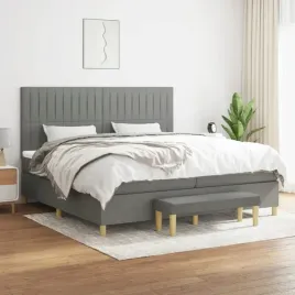 vidaxl-lozko-kontynentalne-z-materacem-ciemnoszara-tkanina-200x200-cm