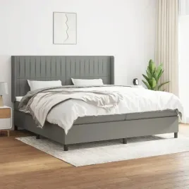 vidaxl-lozko-kontynentalne-z-materacem-ciemnoszara-tkanina-200x200-cm