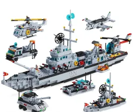 klocki-6w1-battleship-okret-wojenny-814el-statek-helikopter-czolg-814pcs