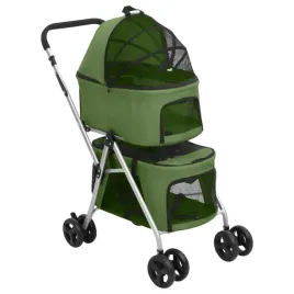 vidaxl-dwupietrowy-skladany-wozek-dla-psa-zielony-83x48x97-cm