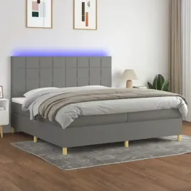 vidaxl-lozko-kontynentalne-z-materacem-ciemnoszara-tkanina-200x200cm
