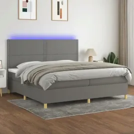 vidaxl-lozko-kontynentalne-z-materacem-ciemnoszara-tkanina-200x200cm