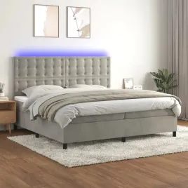vidaxl-lozko-kontynentalne-z-materacem-i-led-szare-200x200cm-aksamit