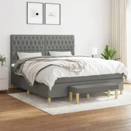 vidaxl-lozko-kontynentalne-z-materacem-ciemnoszara-tkanina-180x200-cm
