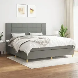 vidaxl-lozko-kontynentalne-z-materacem-ciemnoszara-tkanina-200x200-cm