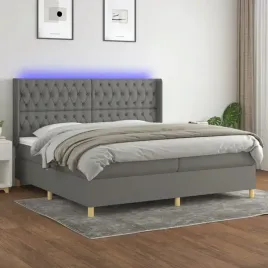 vidaxl-lozko-kontynentalne-z-materacem-ciemnoszara-tkanina-200x200cm