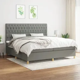 vidaxl-lozko-kontynentalne-z-materacem-ciemnoszara-tkanina-200x200-cm