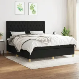 vidaxl-lozko-kontynentalne-z-materacem-czarne-tkanina-160x200-cm