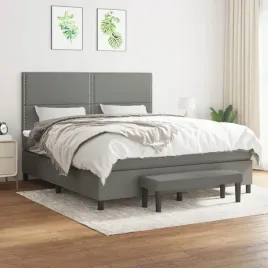 vidaxl-lozko-kontynentalne-z-materacem-ciemnoszara-tkanina-180x200-cm