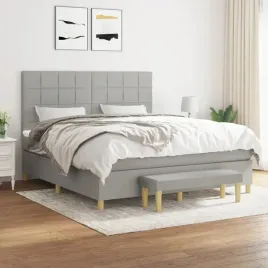 vidaxl-lozko-kontynentalne-z-materacem-jasnoszare-tkanina-160x200-cm