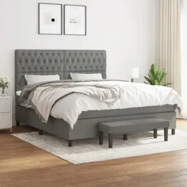 vidaxl-lozko-kontynentalne-z-materacem-ciemnoszara-tkanina-180x200-cm