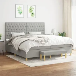 vidaxl-lozko-kontynentalne-z-materacem-jasnoszare-tkanina-200x200-cm