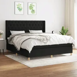 vidaxl-lozko-kontynentalne-z-materacem-czarne-tkanina-160x200-cm