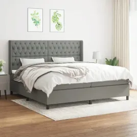 vidaxl-lozko-kontynentalne-z-materacem-ciemnoszara-tkanina-200x200-cm