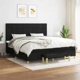 vidaxl-lozko-kontynentalne-z-materacem-czarne-tkanina-200x200-cm