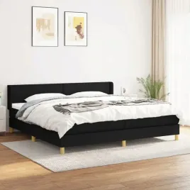 vidaxl-lozko-kontynentalne-z-materacem-czarne-tkanina-200x200-cm