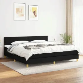 vidaxl-lozko-kontynentalne-z-materacem-czarne-tkanina-200x200-cm